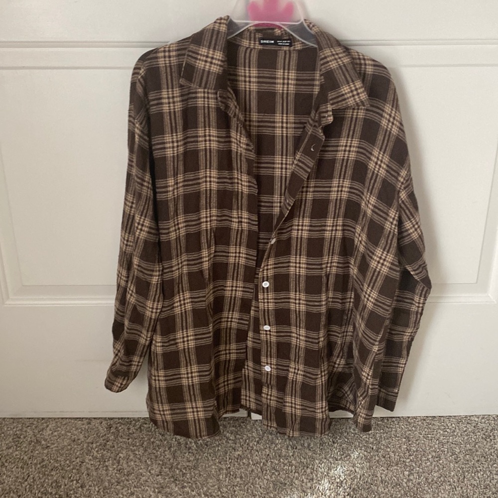 Shein Brown Button-Up Flannel